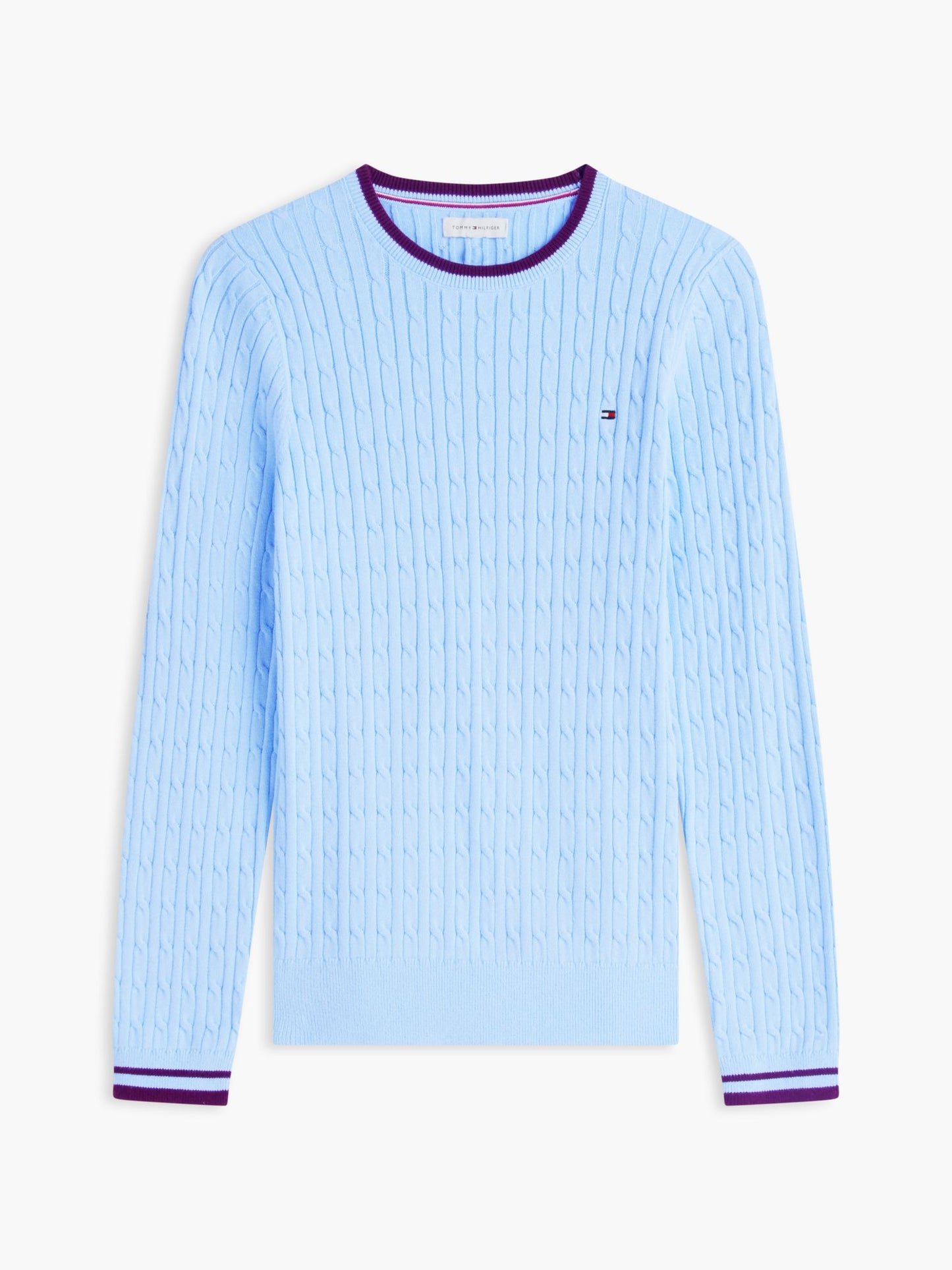 Tommy Hilfiger Cable Knit Tipped Crewneck Sweater