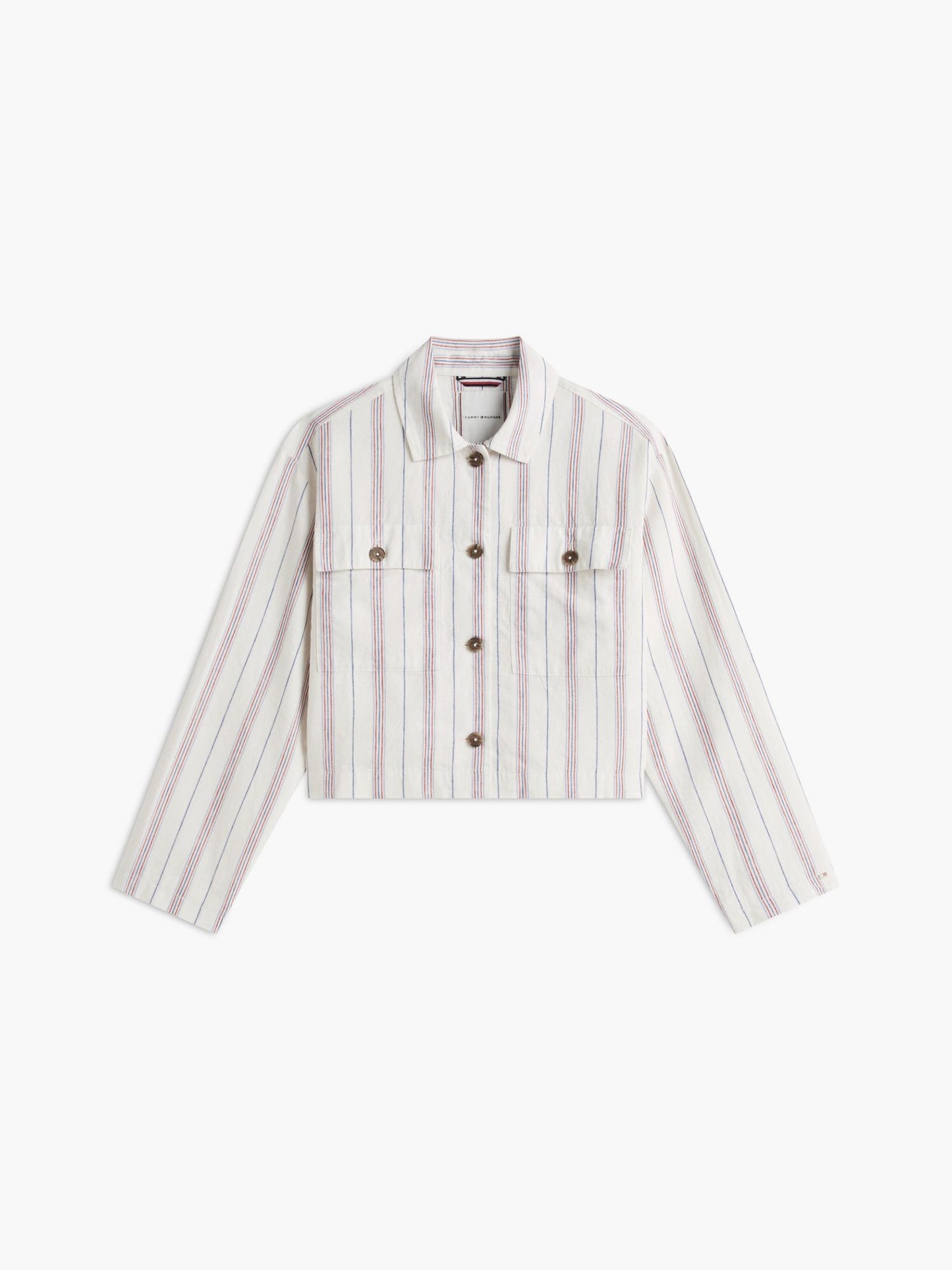 Tommy Hilfiger Linen-Blend Cropped Shirt Jacket