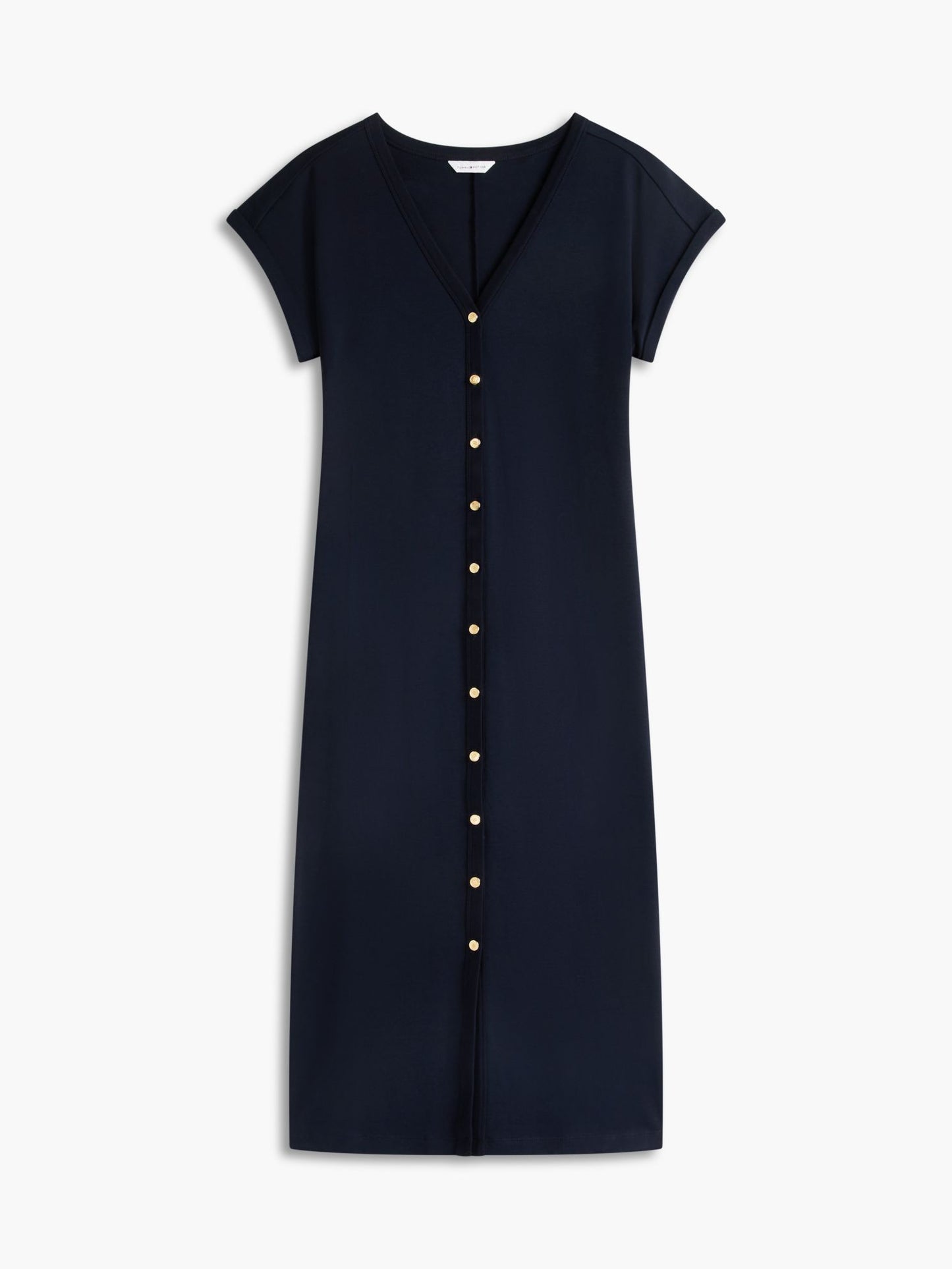 Tommy Hilfiger Gold-Button Interlock Midi Dress
