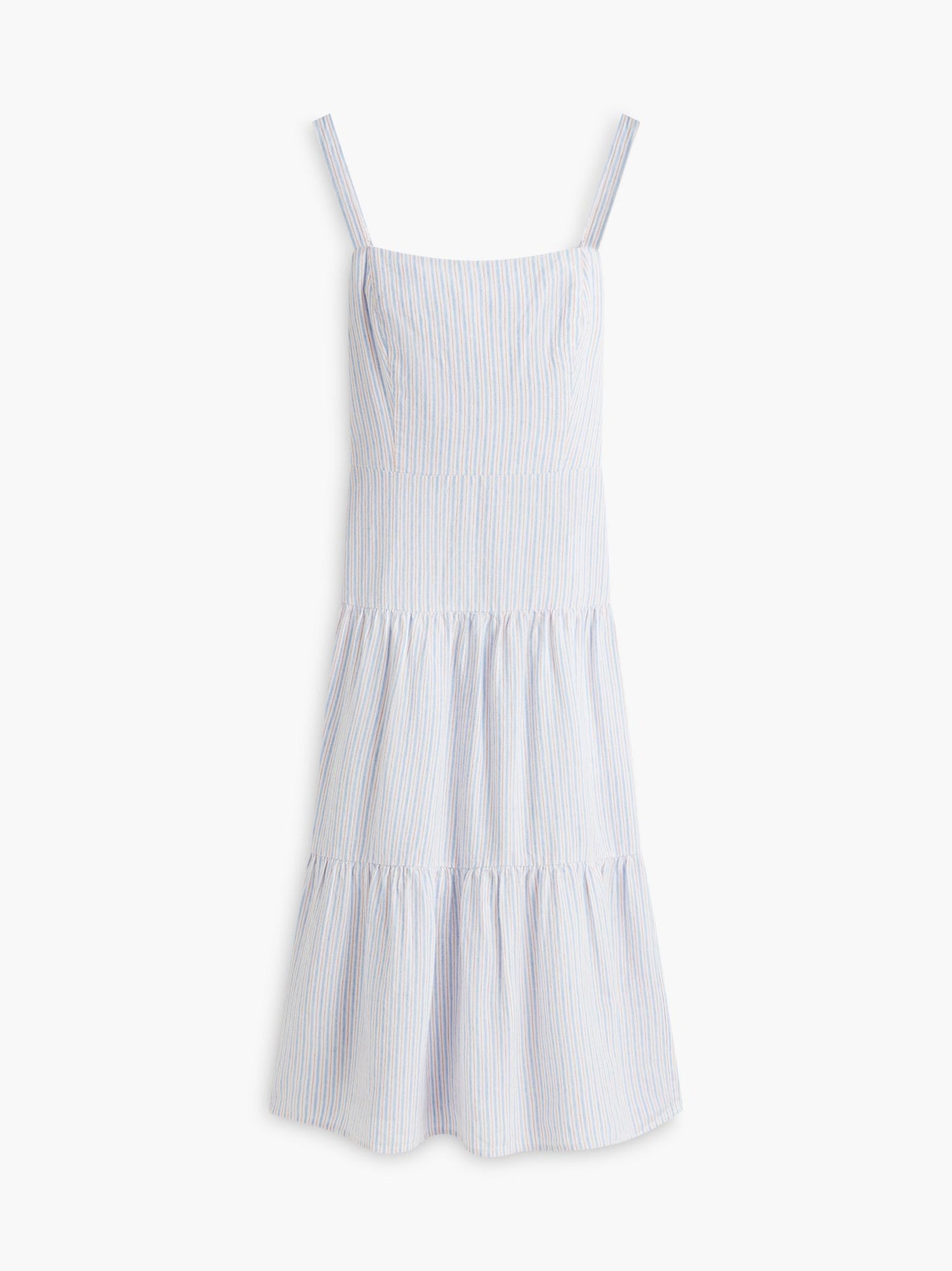 Tommy Hilfiger Striped Tiered Linen-Blend Midi Dress