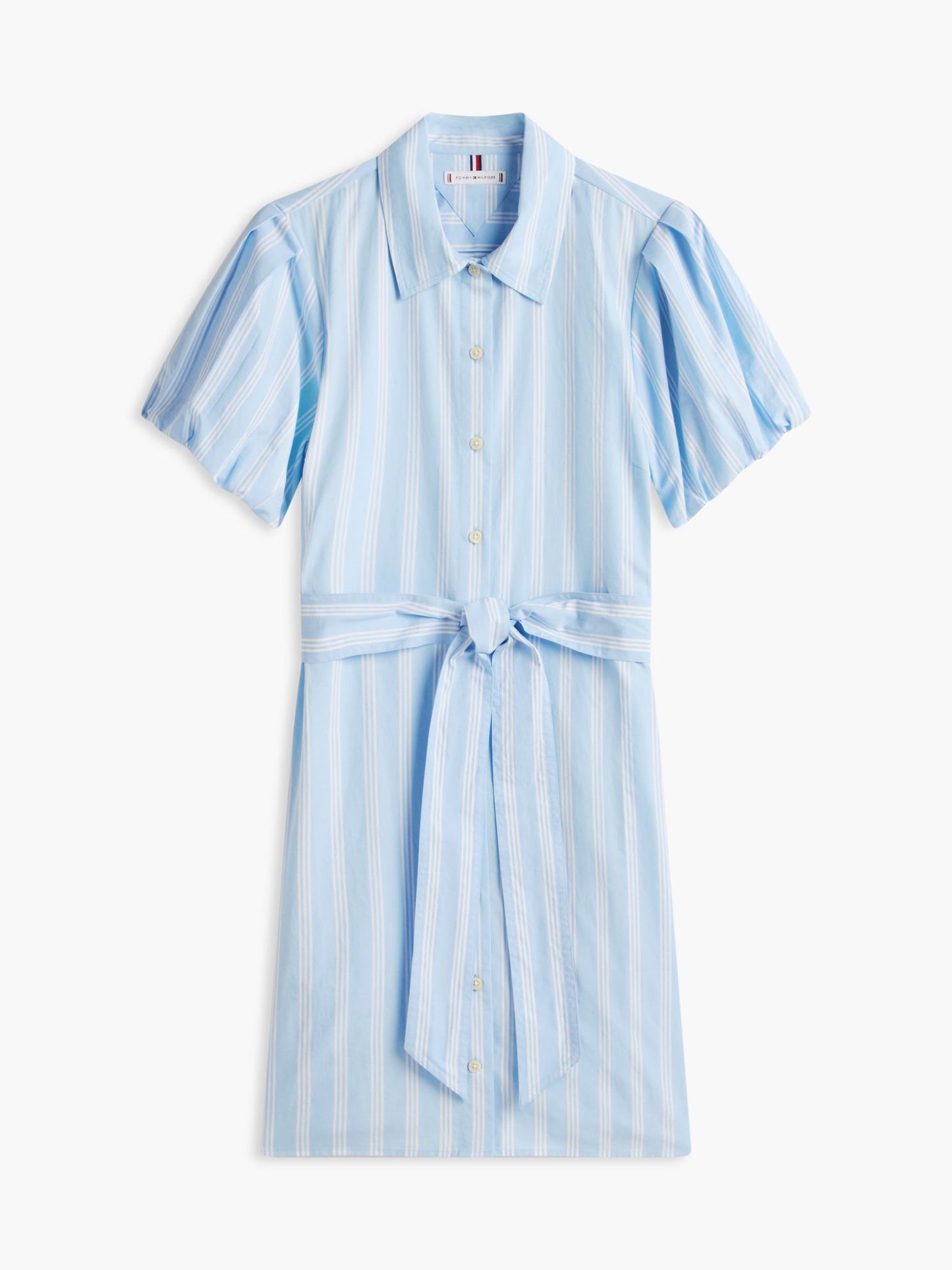 Tommy Hilfiger Striped Puff-Sleeve Poplin Shirtdress