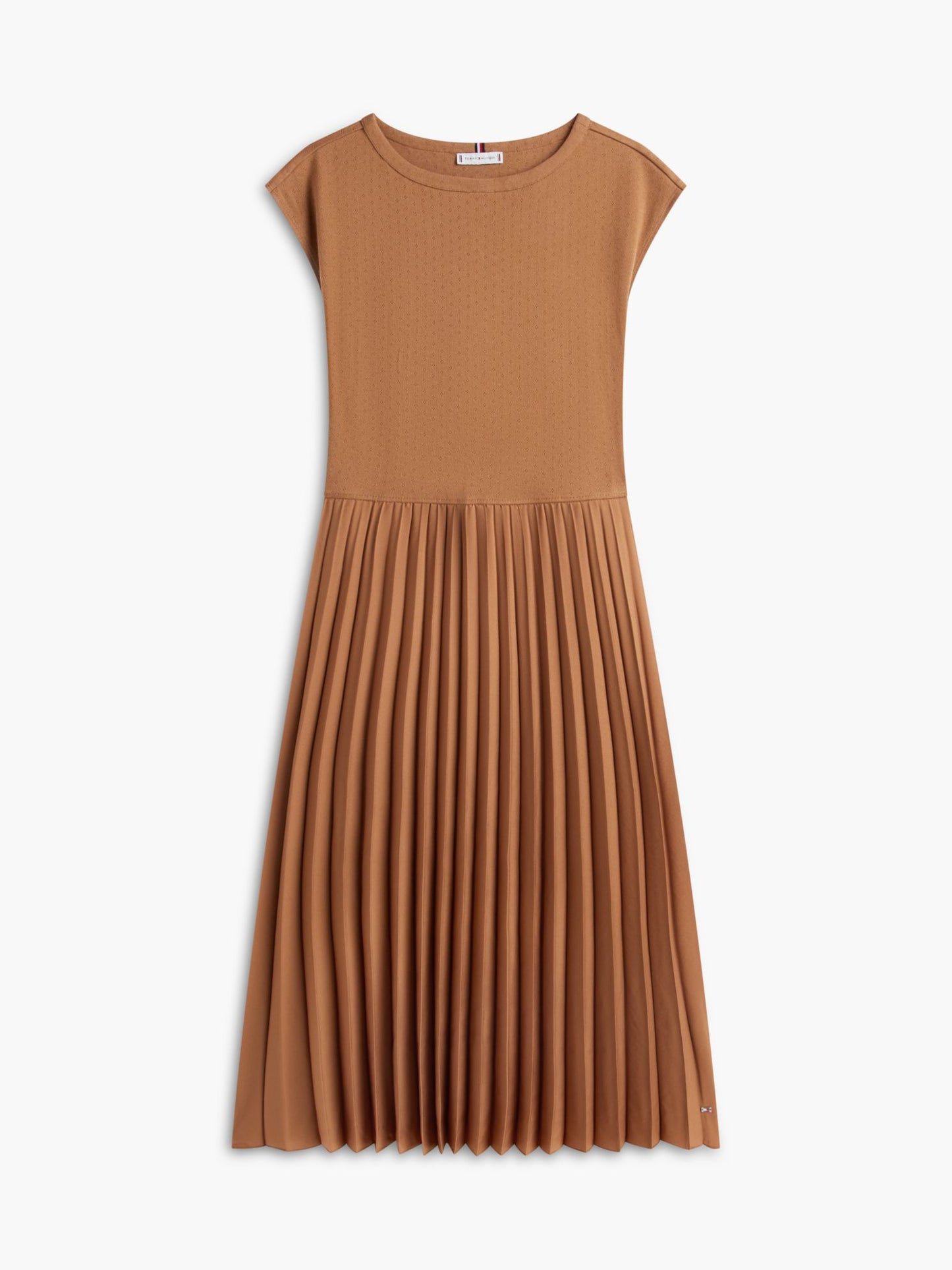 Tommy Hilfiger Mixed-Media Pleated Midi Dress