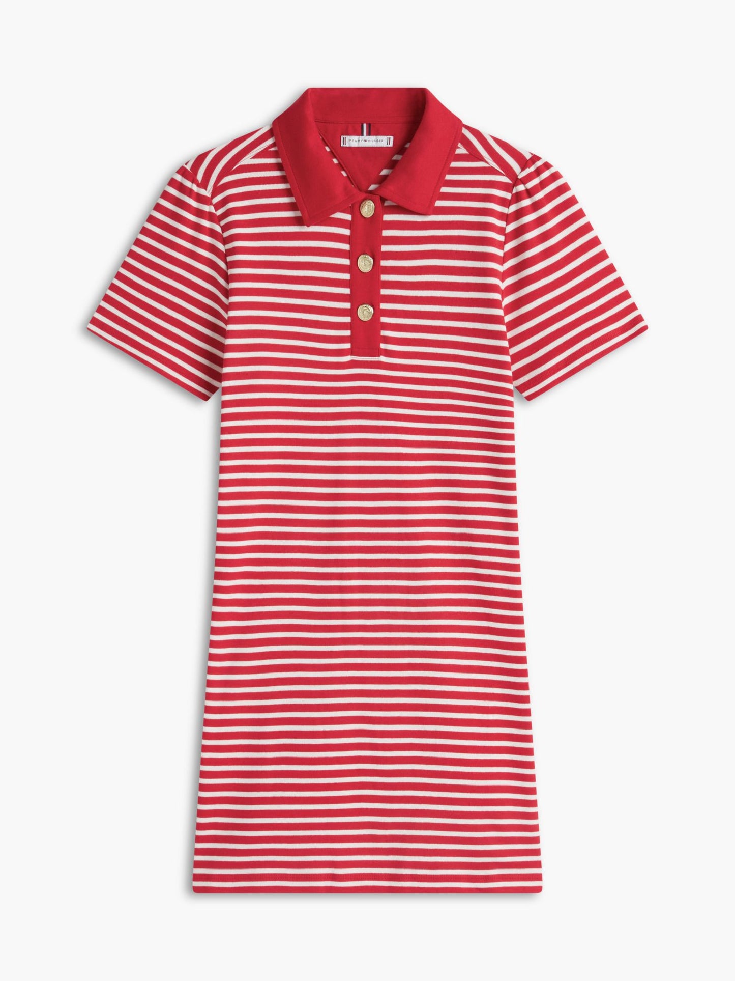 Tommy Hilfiger Gold-Button Striped Interlock Polo Dress
