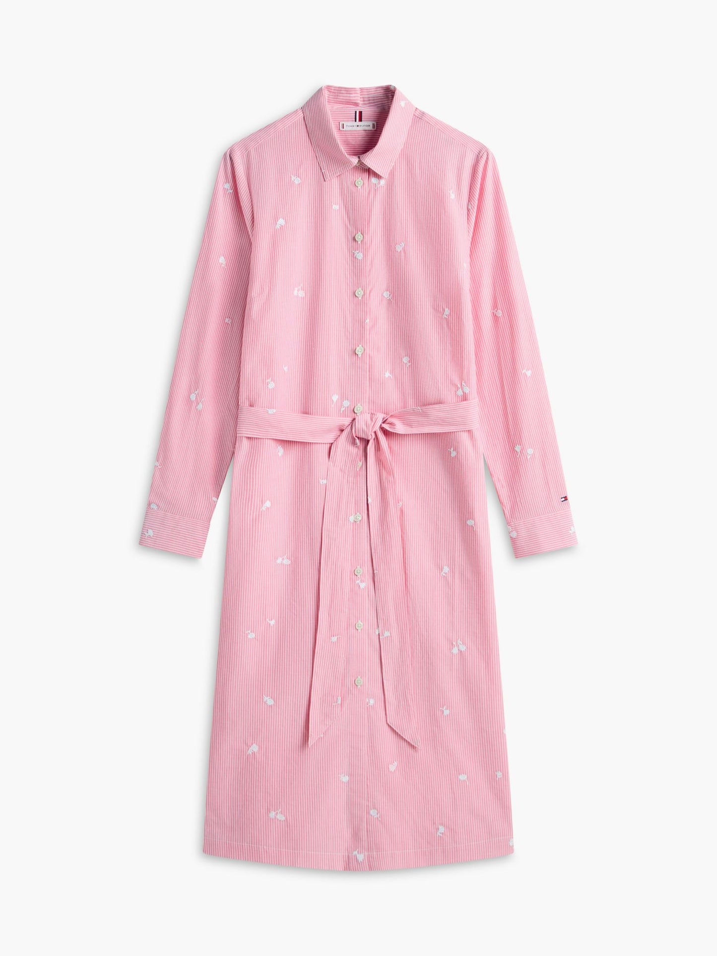 Tommy Hilfiger Allover Floral Striped Midi Shirtdress