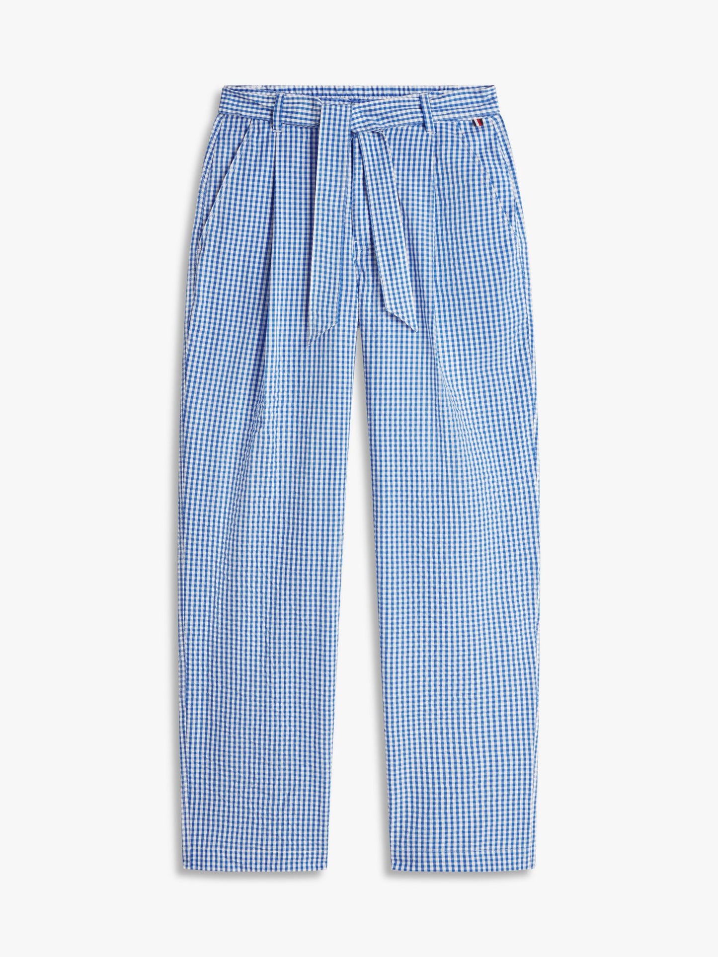 Tommy Hilfiger Belted Gingham Seersucker Tapered Pant