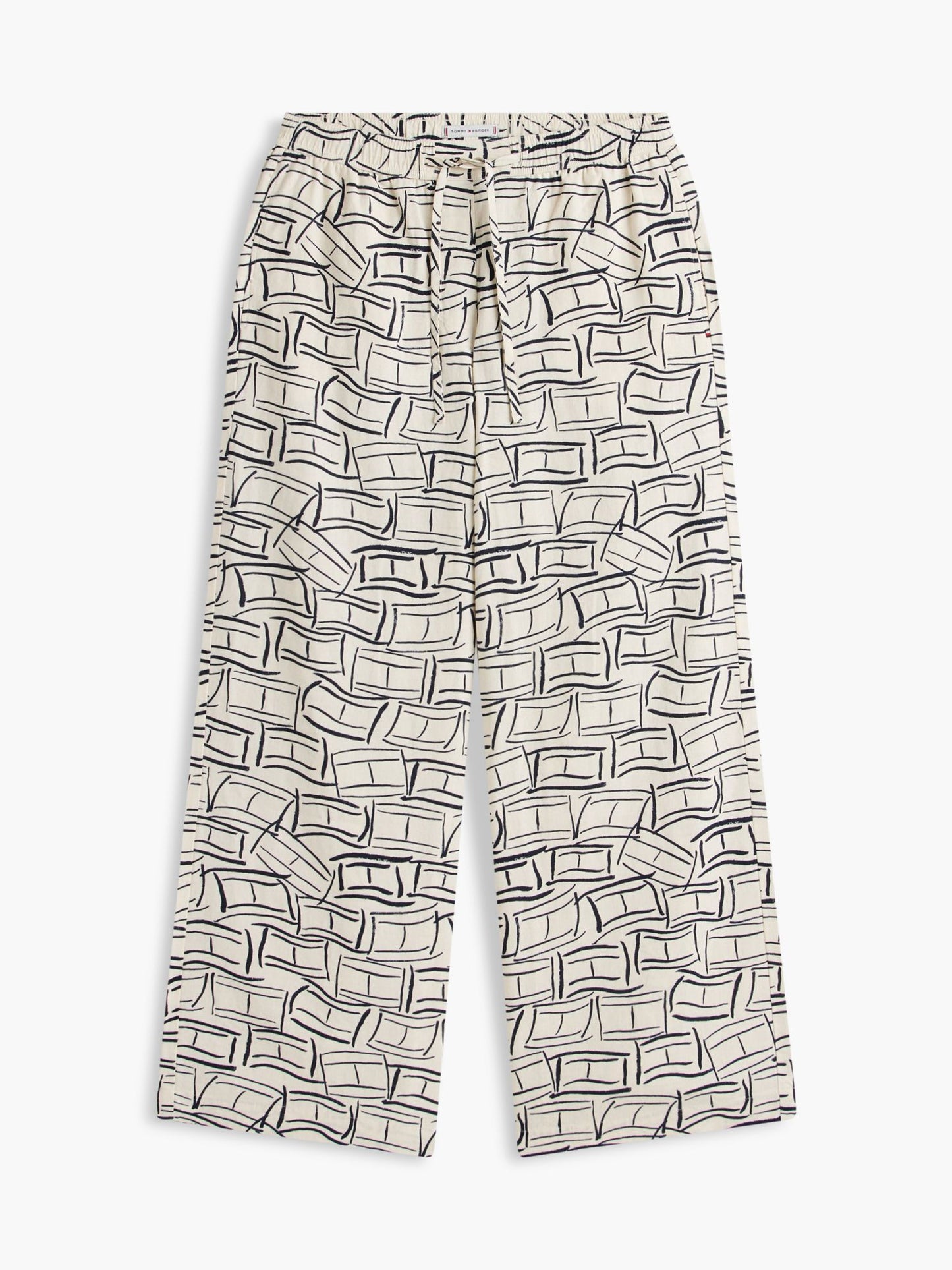 Tommy Hilfiger Allover Flag Linen-Blend Pull-On Pant