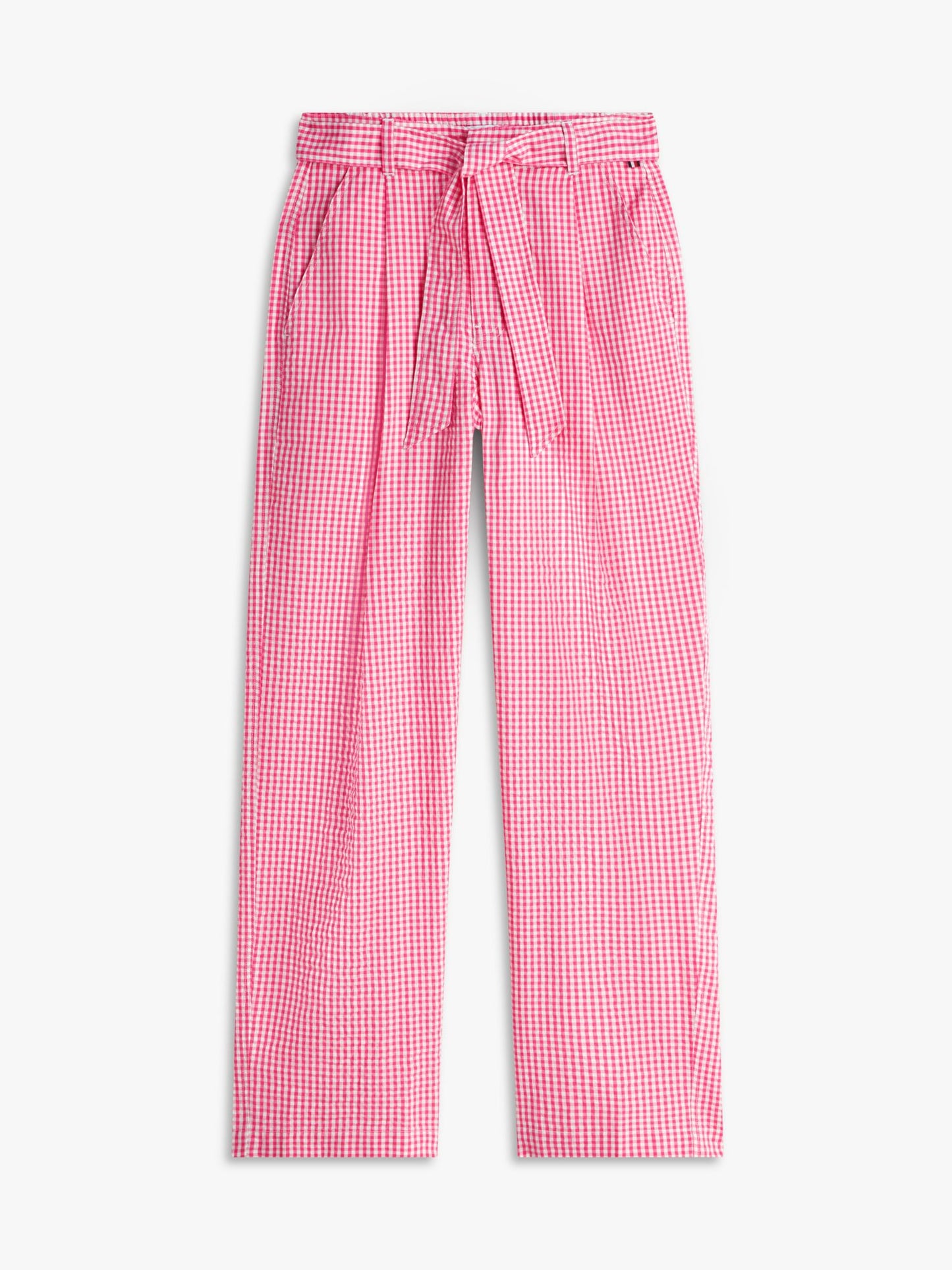 Tommy Hilfiger Belted Gingham Seersucker Tapered Pant