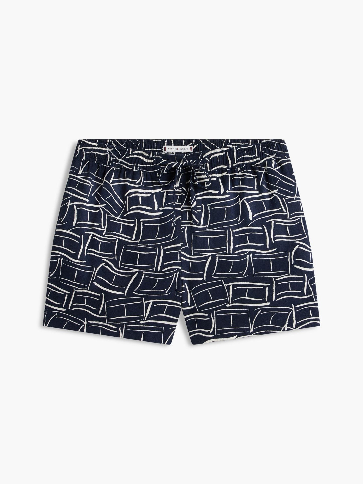 Tommy Hilfiger Allover Flag Linen-Blend Pull-On Short