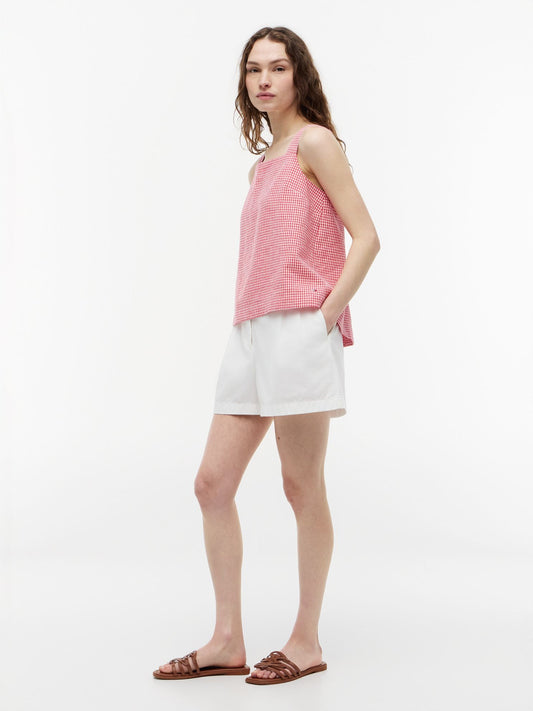 Tommy Hilfiger Gingham Linen-Blend Tank Top