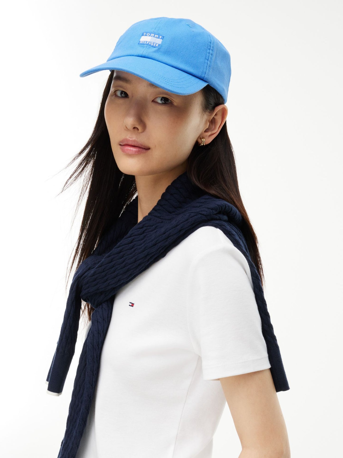 Tommy Hilfiger Tonal Flag Logo Canvas Baseball Cap