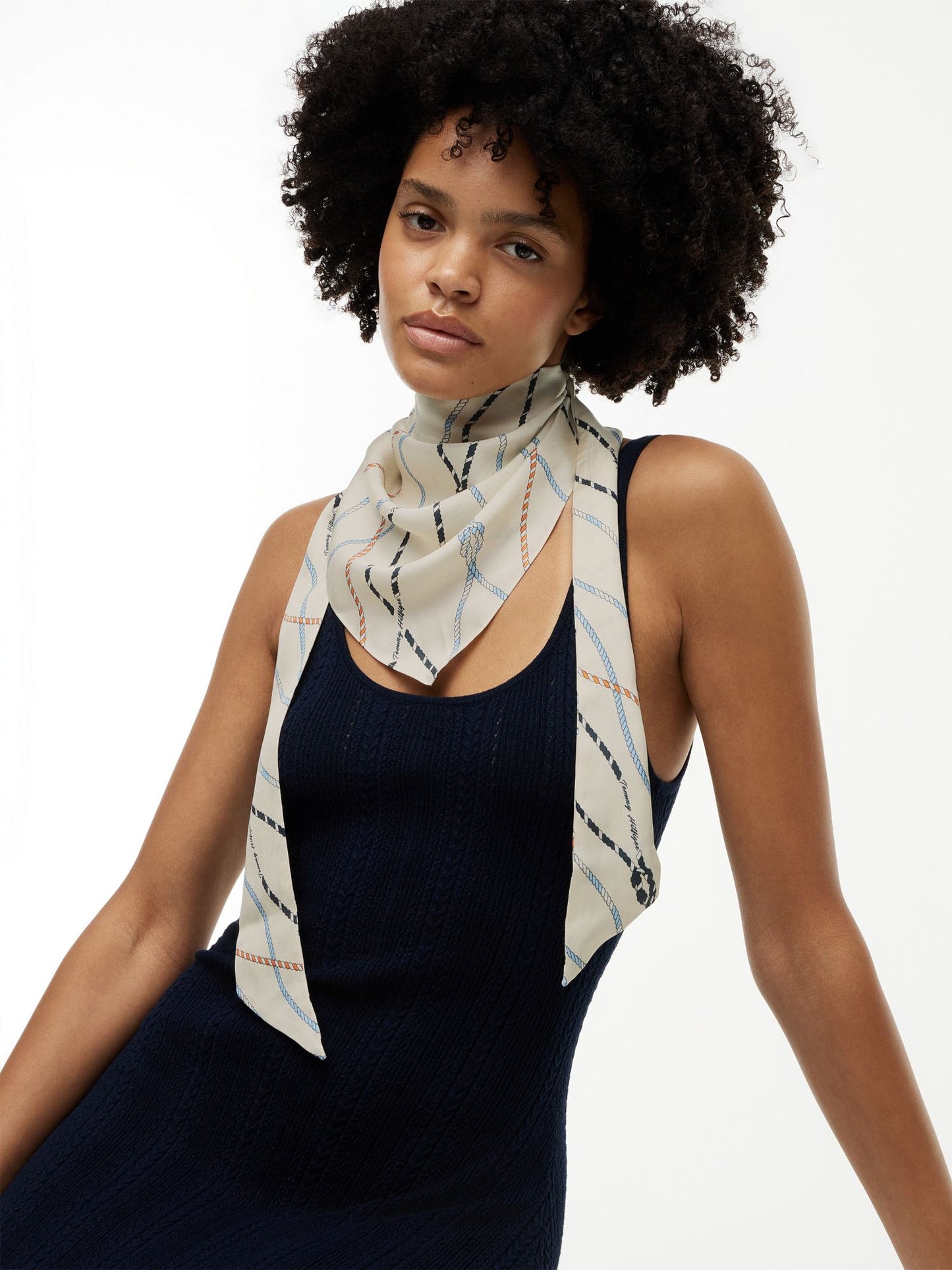 Tommy Hilfiger Nautical Rope Print Silk Scarf