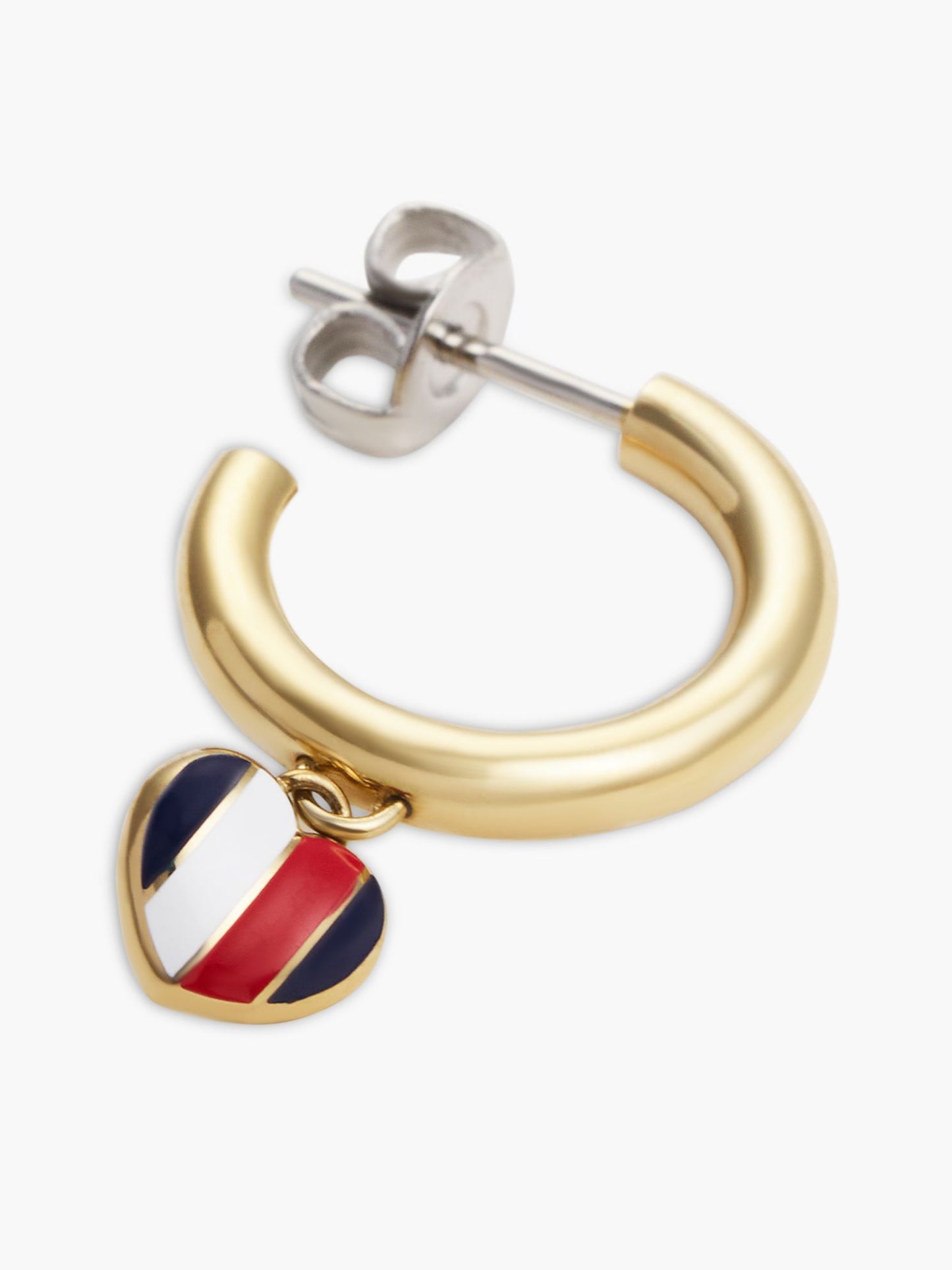 Tommy Hilfiger Signature Stripe Heart Charm Earring