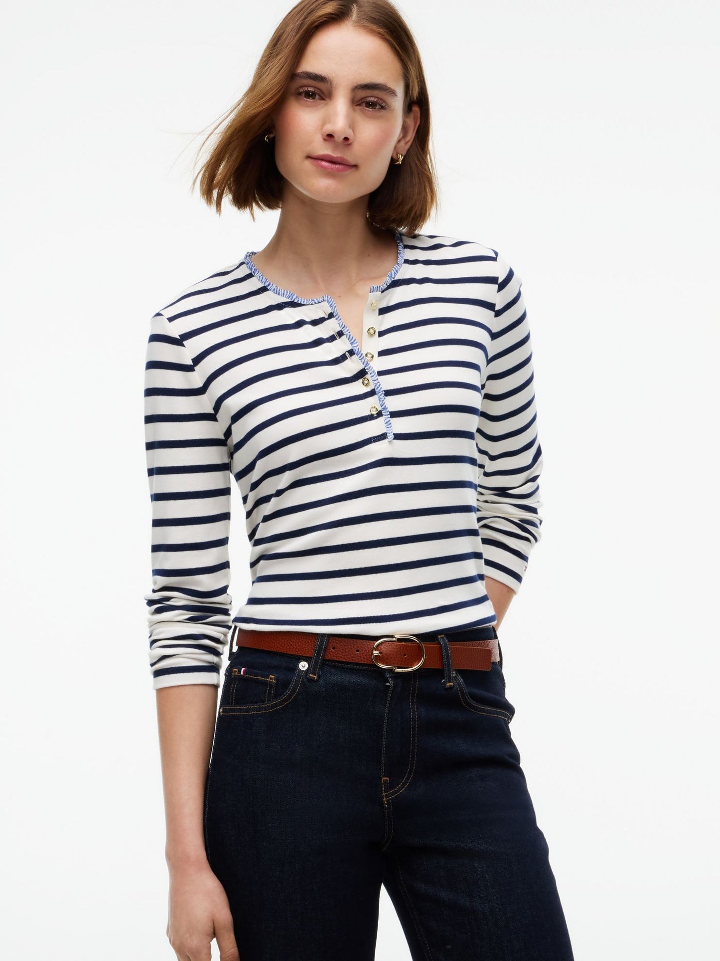 Tommy Hilfiger Double-Loop Buckle Pebbled Leather Belt