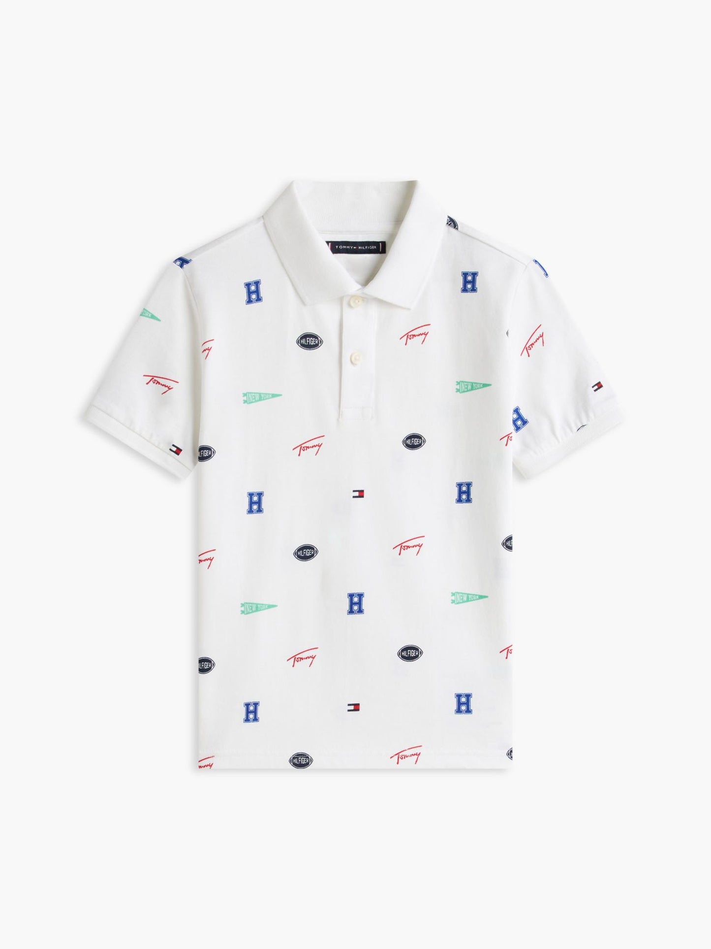Tommy Hilfiger Kids' Allover Mixed Logo Stretch Polo