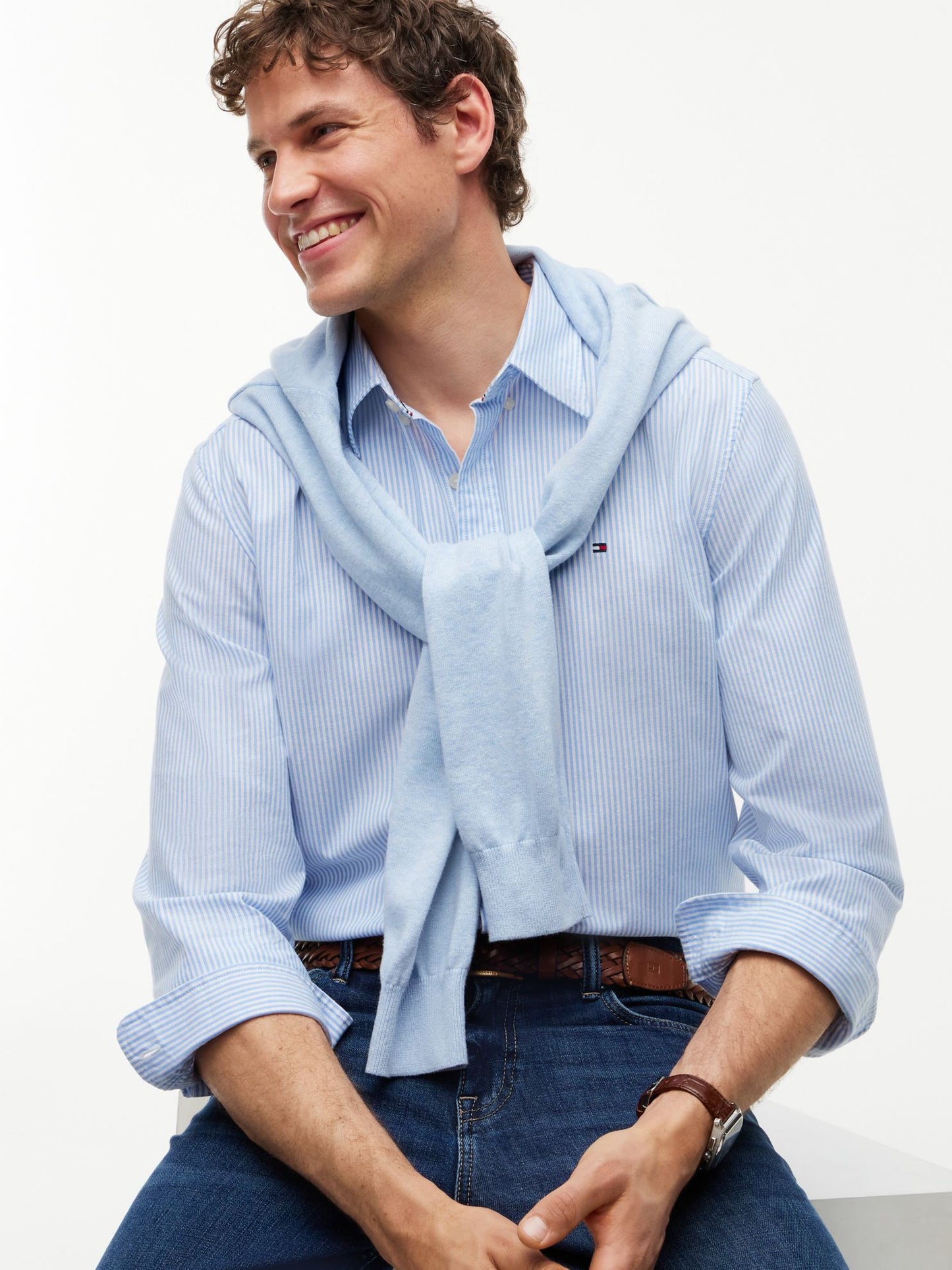 Tommy Hilfiger Regular Fit Stripe Stretch Oxford Shirt