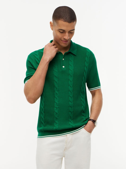 Tommy Hilfiger Short-Sleeve Cable Knit Sweater Polo