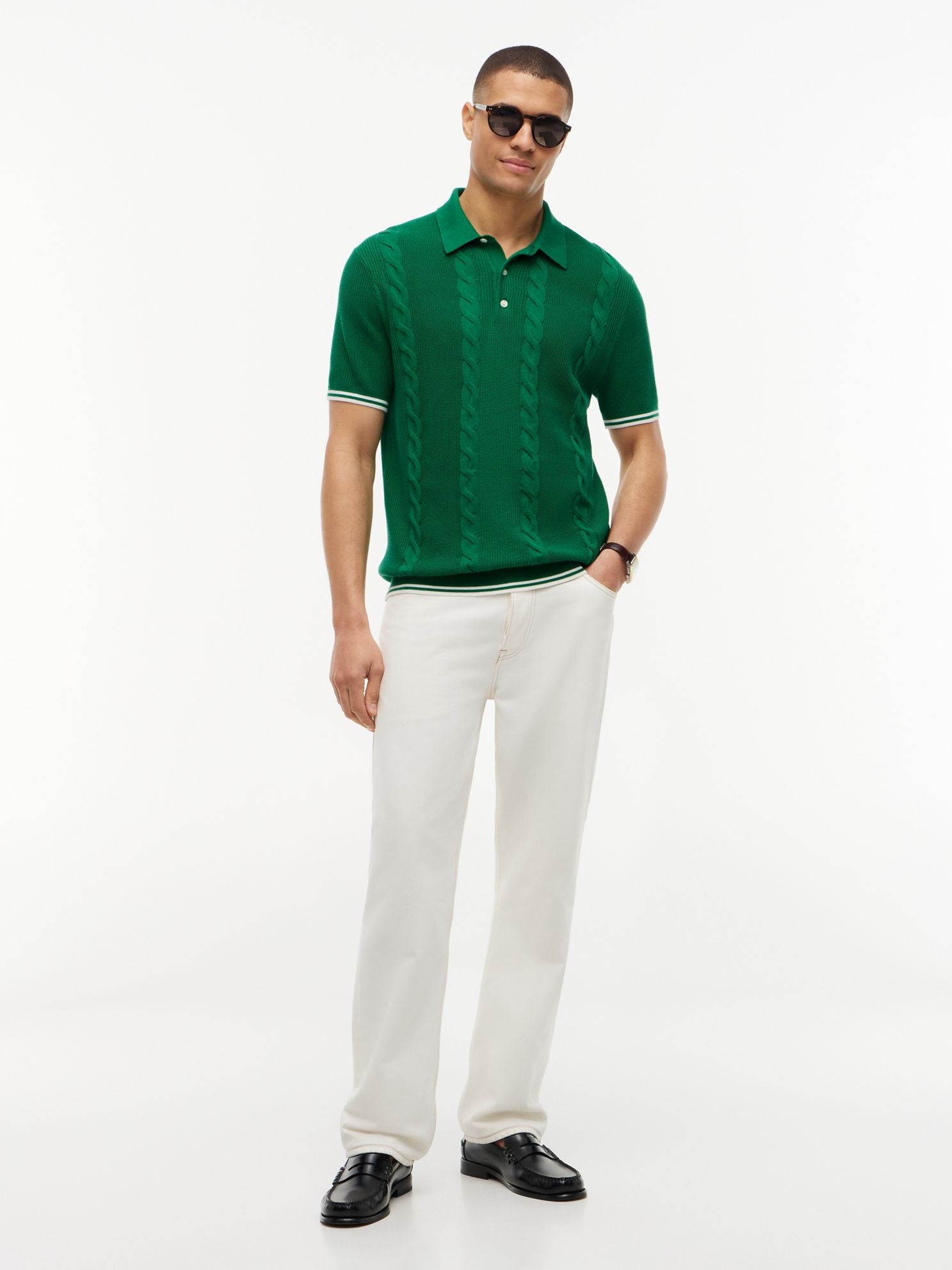 Tommy Hilfiger Short-Sleeve Cable Knit Sweater Polo