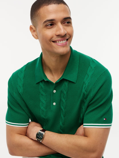 Tommy Hilfiger Short-Sleeve Cable Knit Sweater Polo