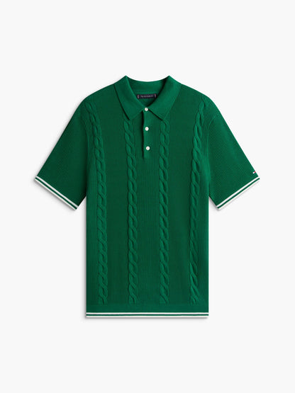 Tommy Hilfiger Short-Sleeve Cable Knit Sweater Polo
