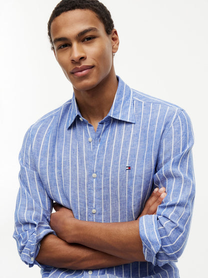 Tommy Hilfiger Regular Fit Striped Linen Shirt