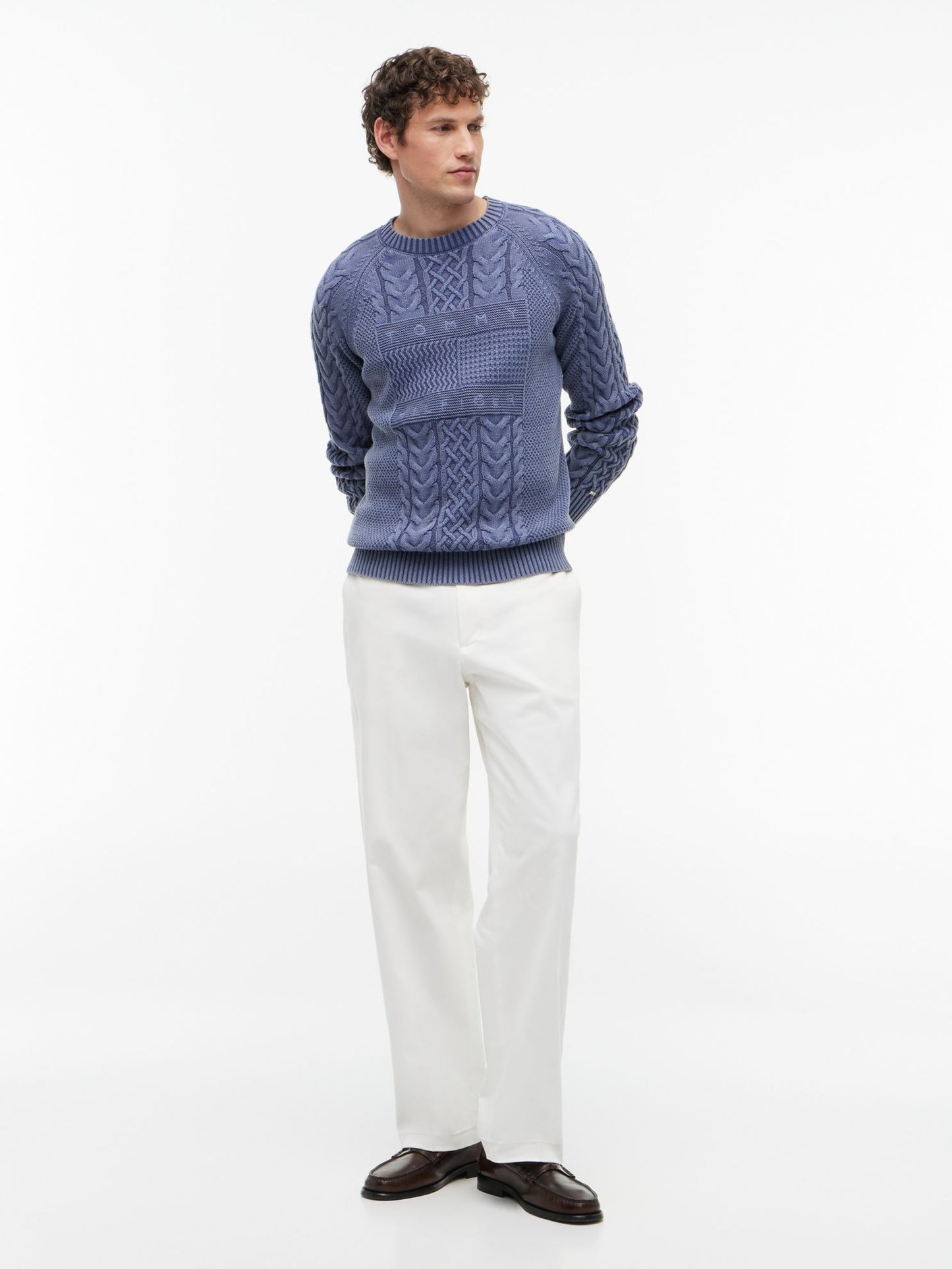 Tommy Hilfiger Indigo Flag Logo Cable Knit Sweater