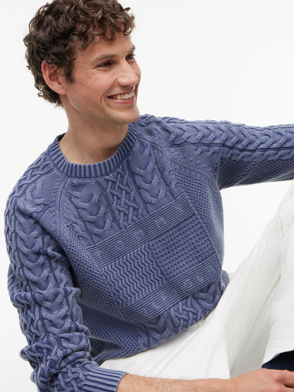Tommy Hilfiger Indigo Flag Logo Cable Knit Sweater