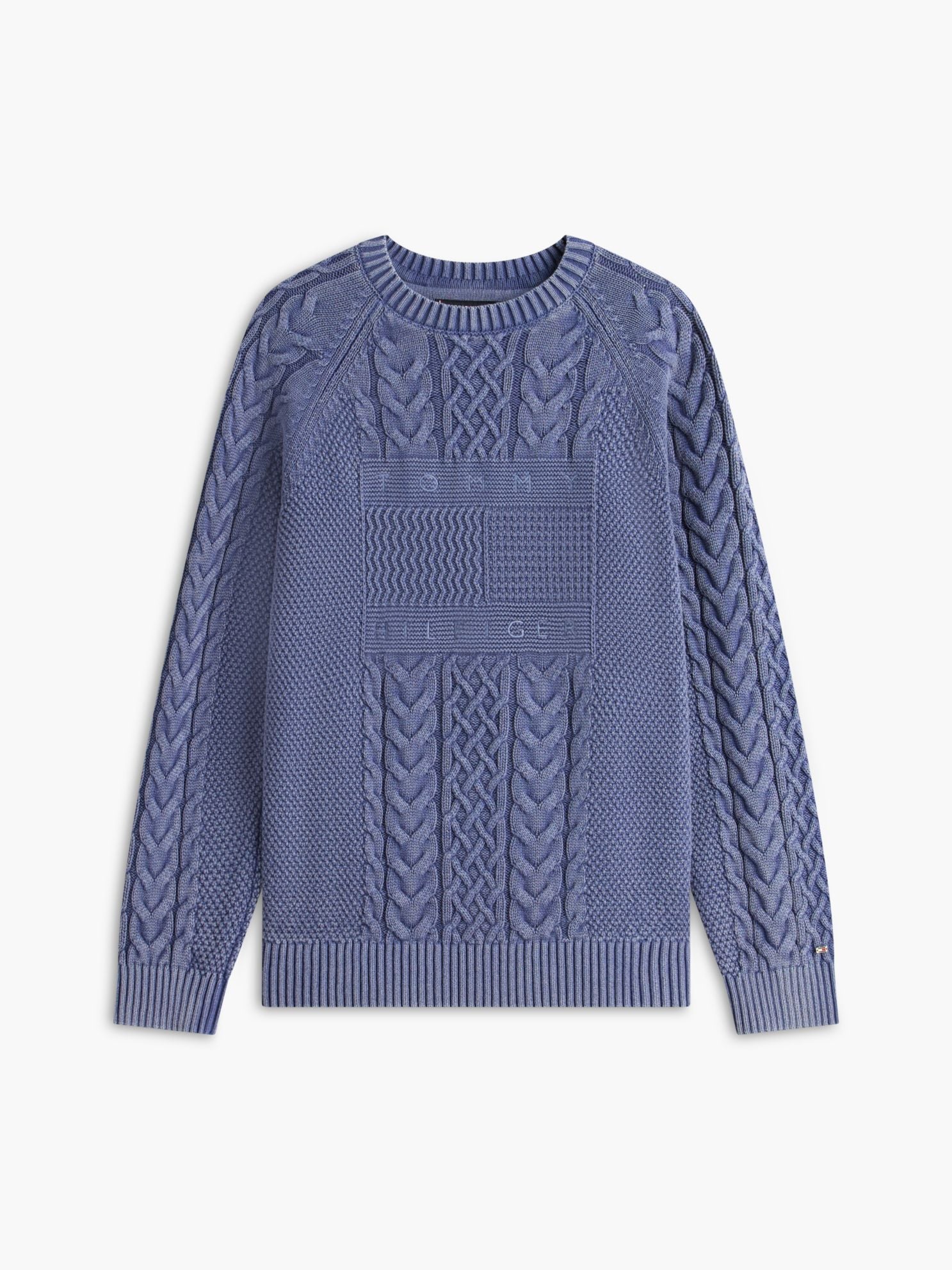 Tommy Hilfiger Indigo Flag Logo Cable Knit Sweater