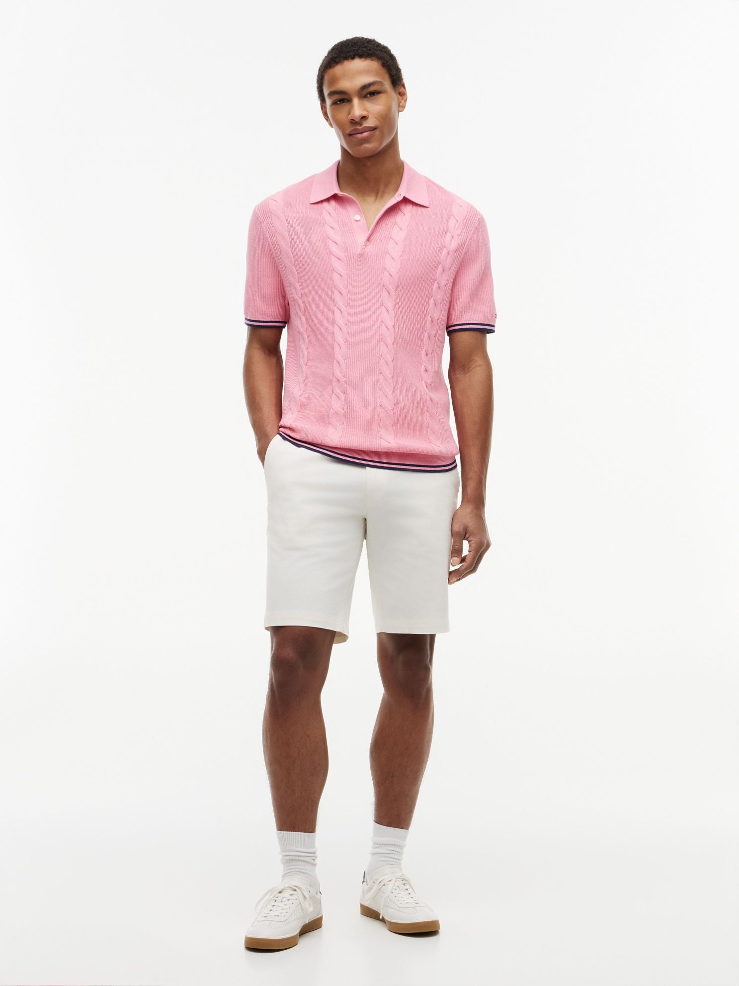Tommy Hilfiger Short-Sleeve Cable Knit Sweater Polo