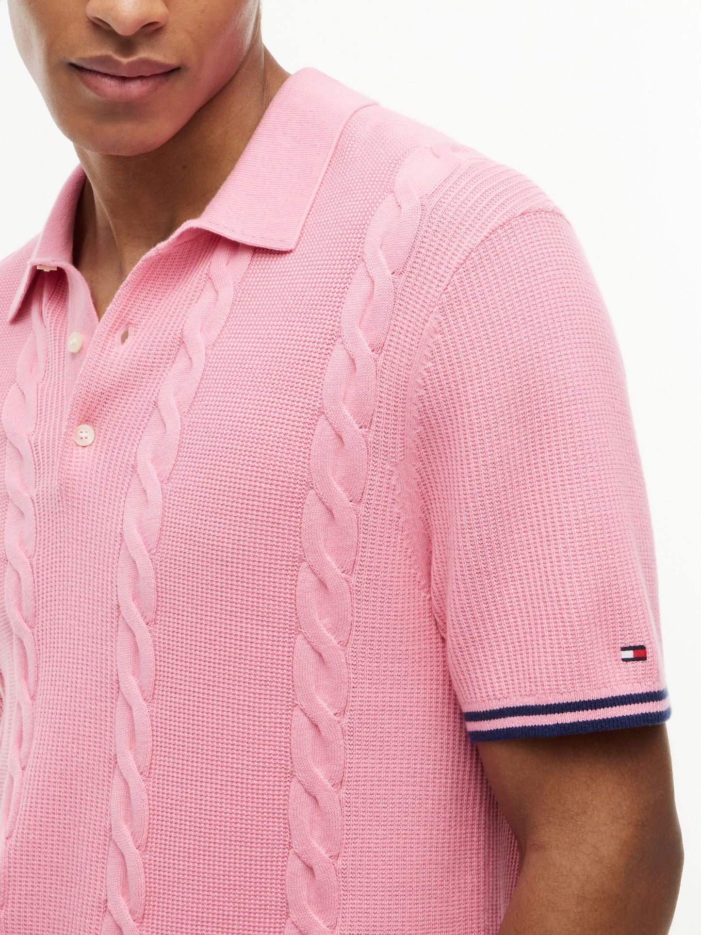 Tommy Hilfiger Short-Sleeve Cable Knit Sweater Polo