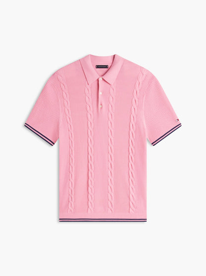 Tommy Hilfiger Short-Sleeve Cable Knit Sweater Polo