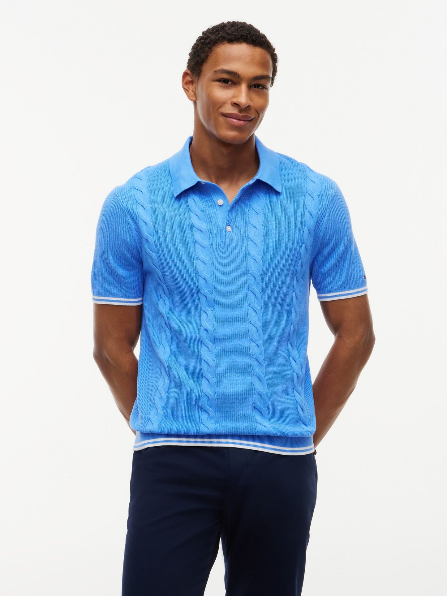 Tommy Hilfiger Short-Sleeve Cable Knit Sweater Polo