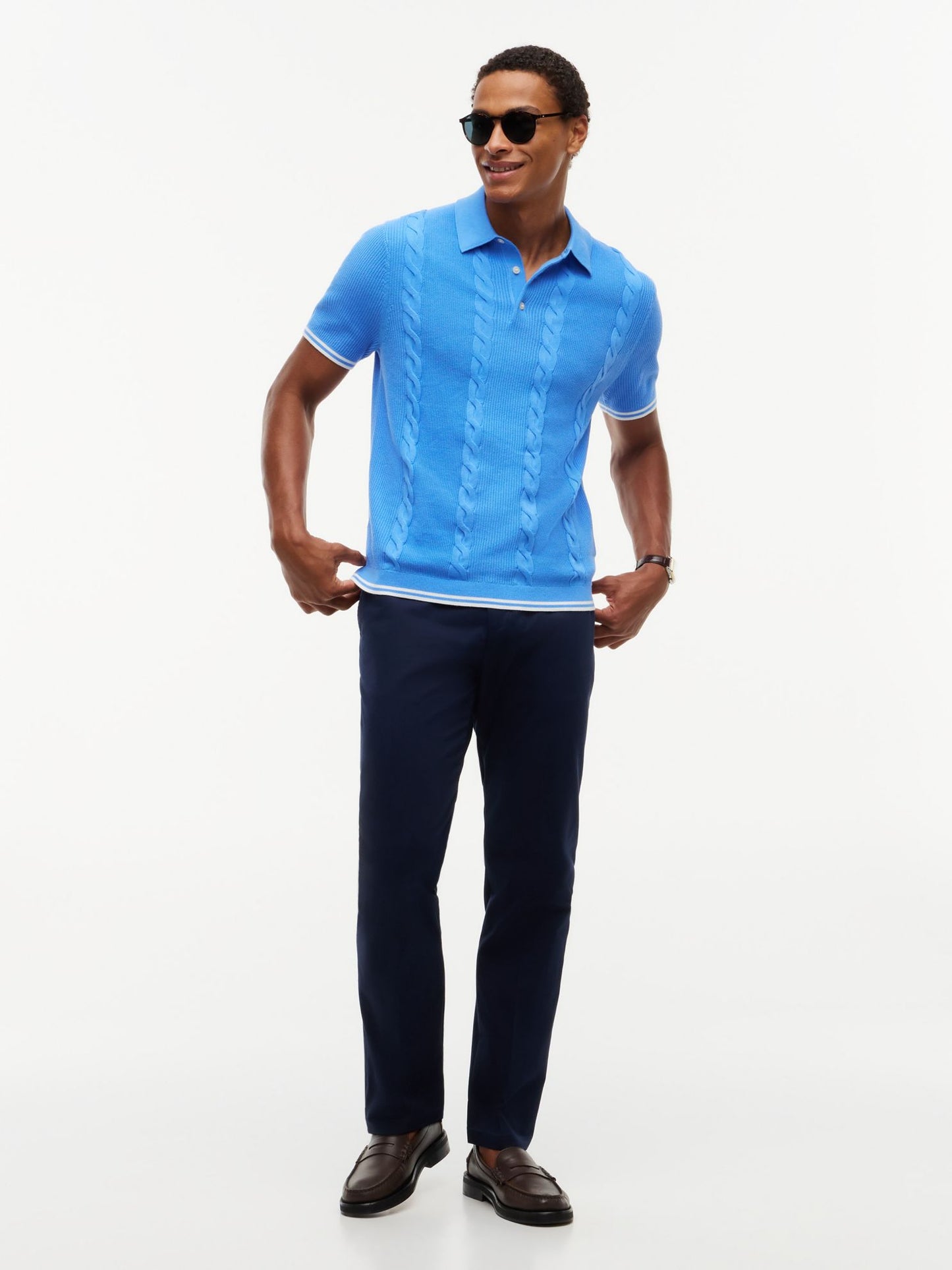 Tommy Hilfiger Short-Sleeve Cable Knit Sweater Polo
