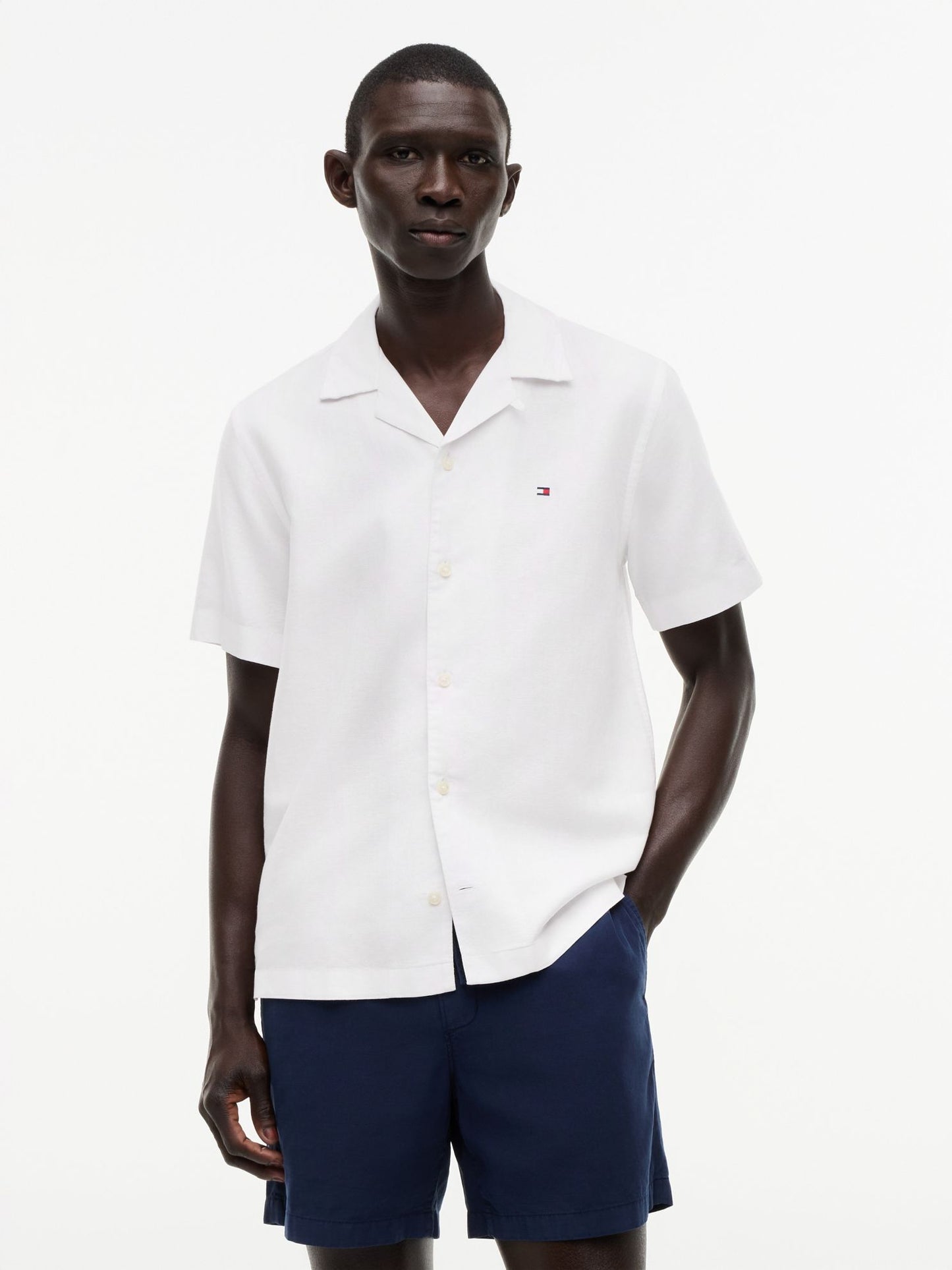Tommy Hilfiger Regular Fit Cotton-Linen Camp Shirt