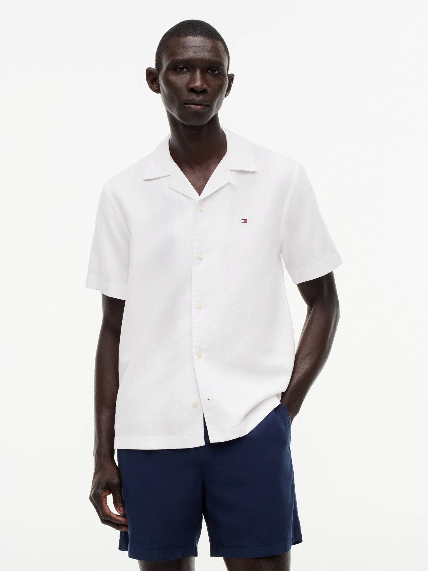 Tommy Hilfiger Regular Fit Cotton-Linen Camp Shirt