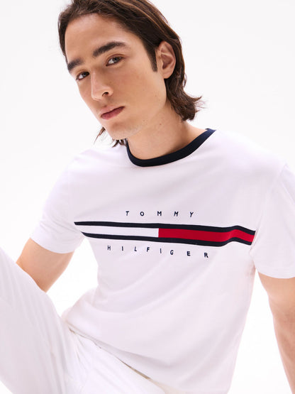 Tommy Hilfiger Embroidered Flag Stripe Logo T-Shirt