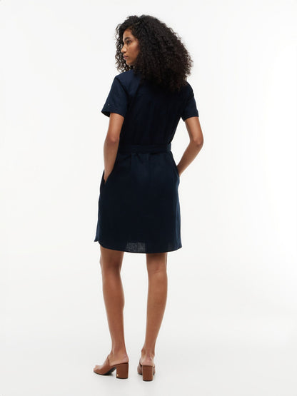 Tommy Hilfiger Belted Linen-Cotton Blend Shirtdress