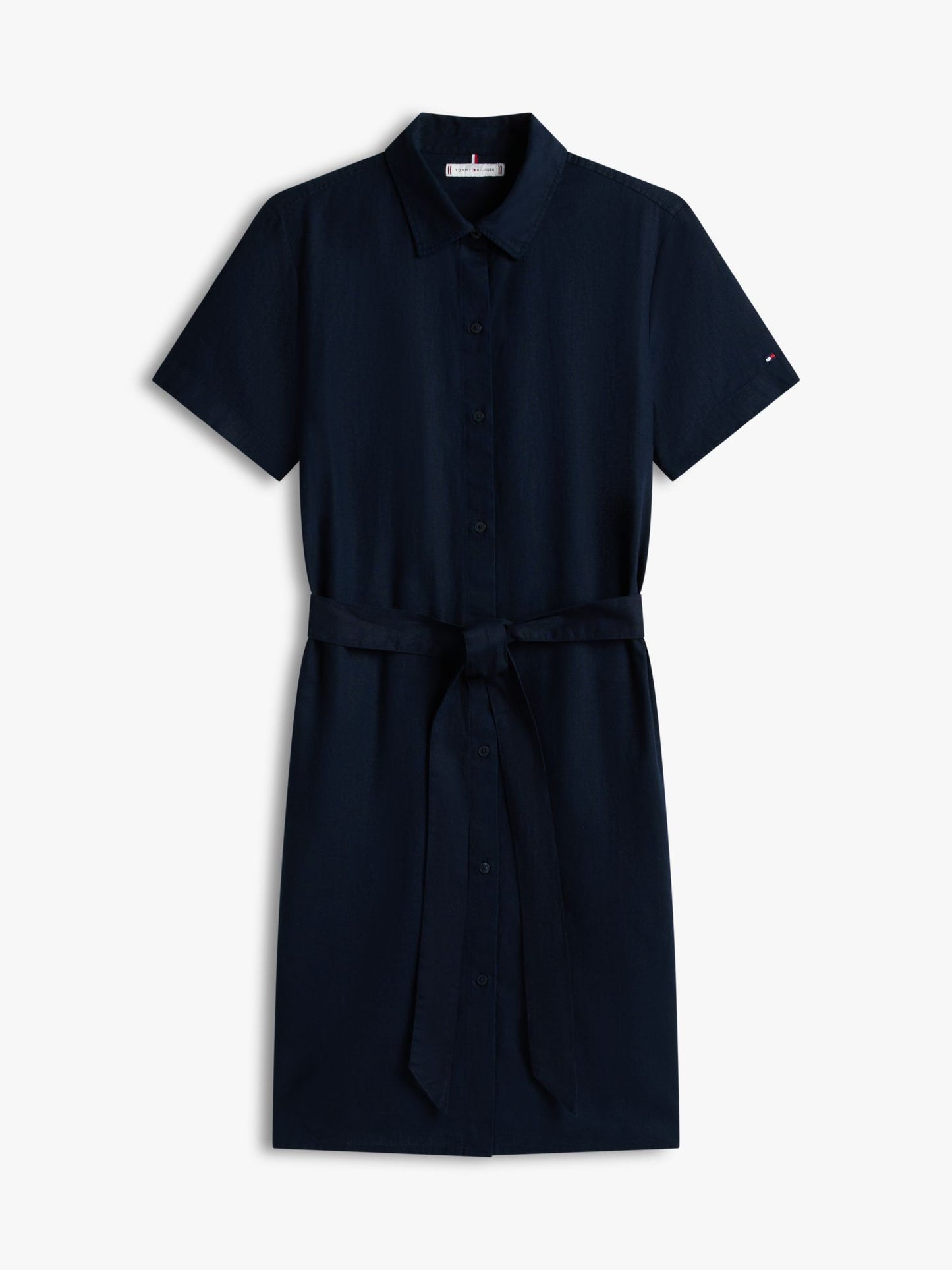 Tommy Hilfiger Belted Linen-Cotton Blend Shirtdress