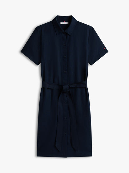 Tommy Hilfiger Belted Linen-Cotton Blend Shirtdress