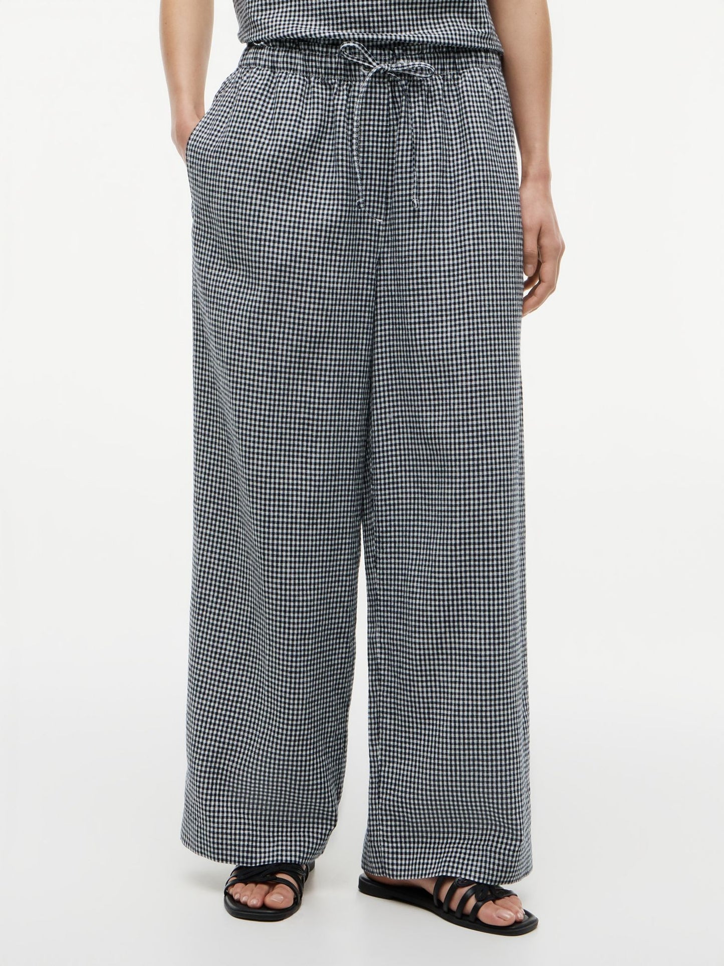 Tommy Hilfiger Gingham Linen-Blend Pull-On Pant