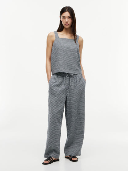 Tommy Hilfiger Gingham Linen-Blend Pull-On Pant