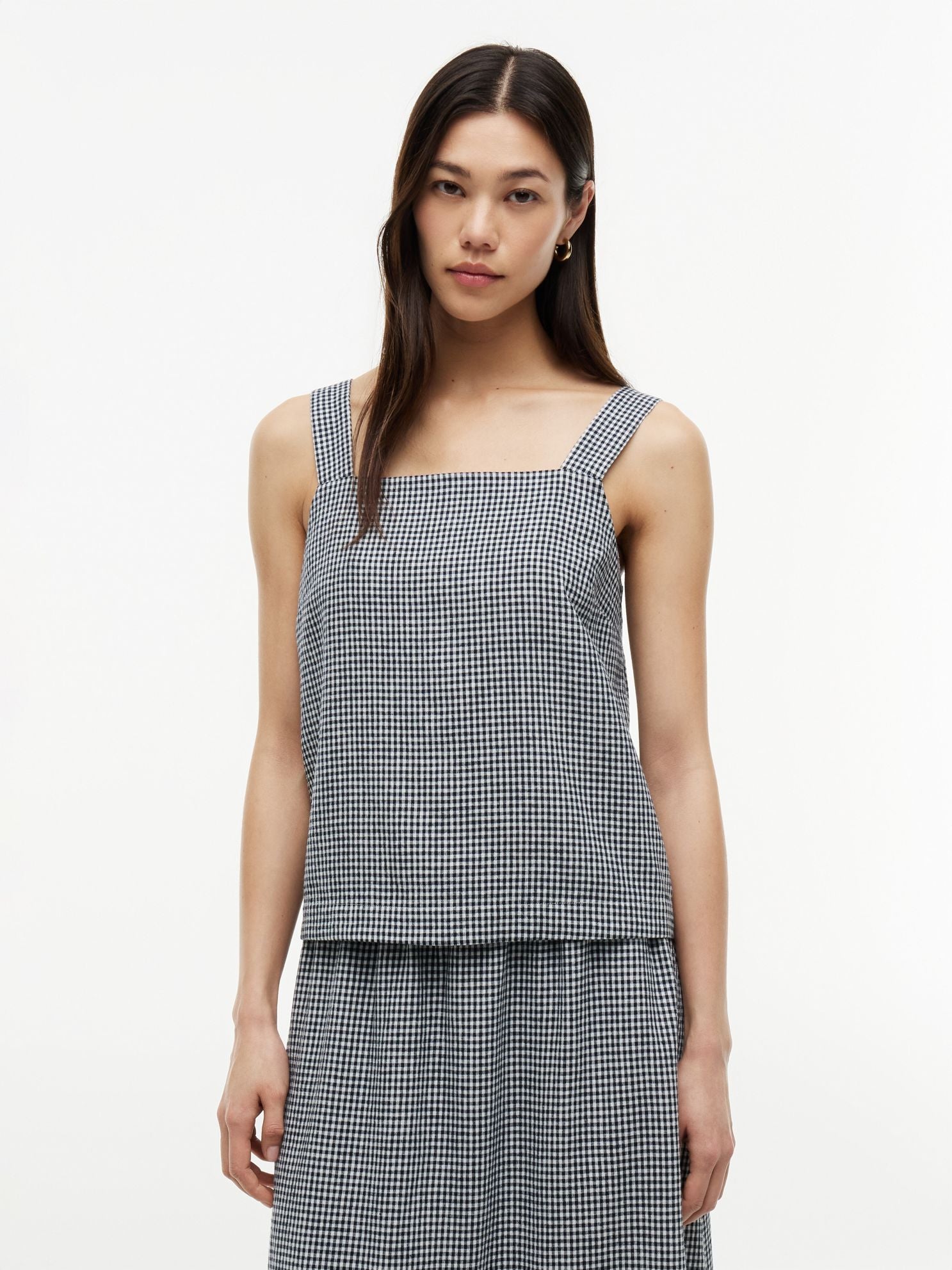 Tommy Hilfiger Gingham Linen-Blend Tank Top
