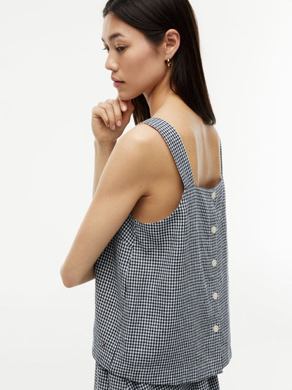 Tommy Hilfiger Gingham Linen-Blend Tank Top