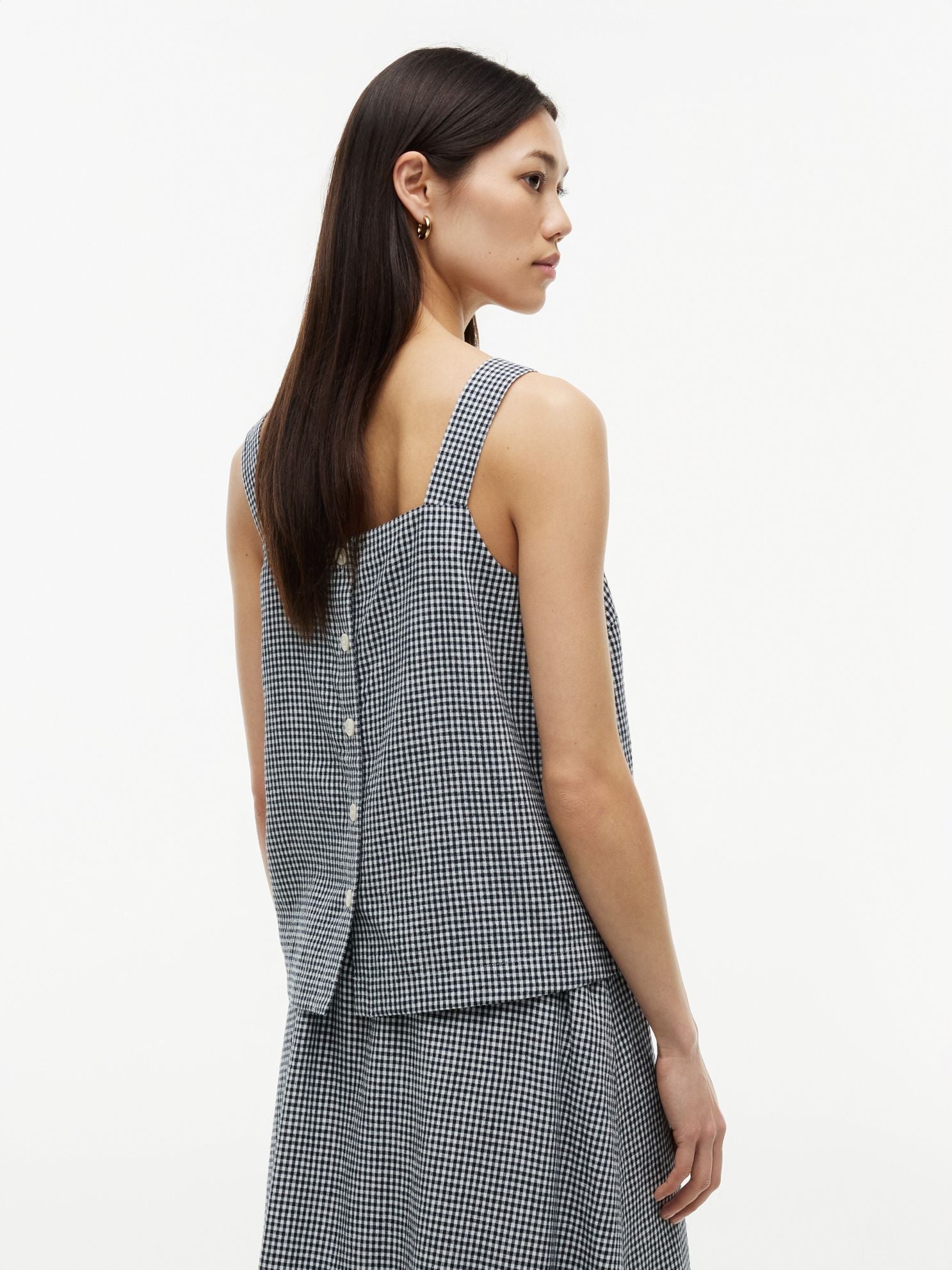 Tommy Hilfiger Gingham Linen-Blend Tank Top