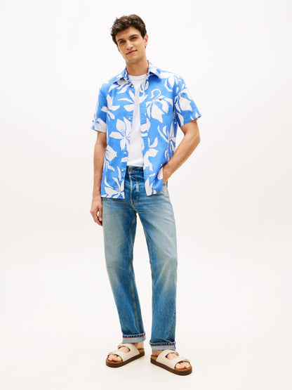 Tommy Hilfiger Tropical Print Cotton-Linen Blend Shirt