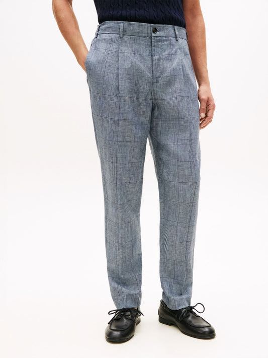 Tommy Hilfiger New York Label Glen Plaid Linen Pant