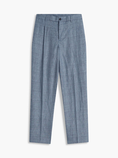 Tommy Hilfiger New York Label Glen Plaid Linen Pant