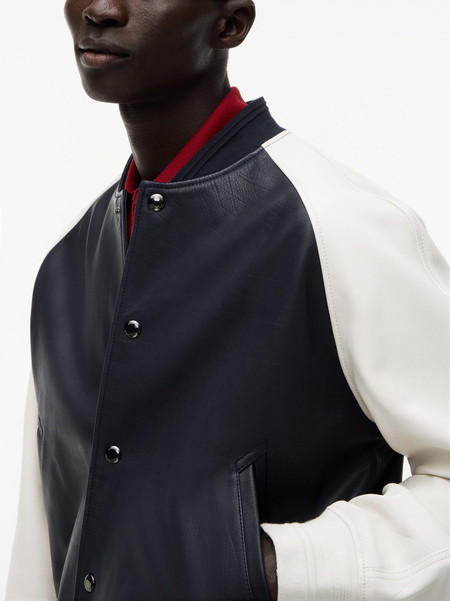 Tommy Hilfiger Colorblock Leather Varsity Bomber Jacket