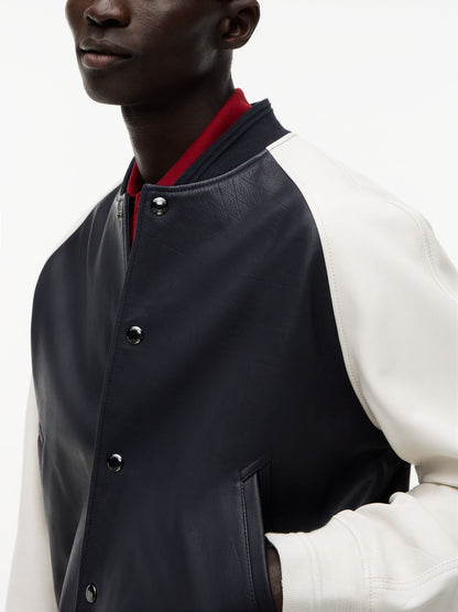 Tommy Hilfiger Colorblock Leather Varsity Bomber Jacket