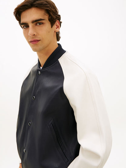 Tommy Hilfiger Colorblock Leather Varsity Bomber Jacket