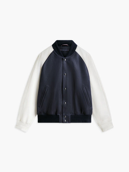 Tommy Hilfiger Colorblock Leather Varsity Bomber Jacket